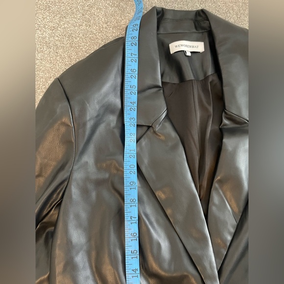 WeWoreWhat Black Faux Leather vegan 90s oversized Jacket coat femme fatale small - Picture 9 of 9